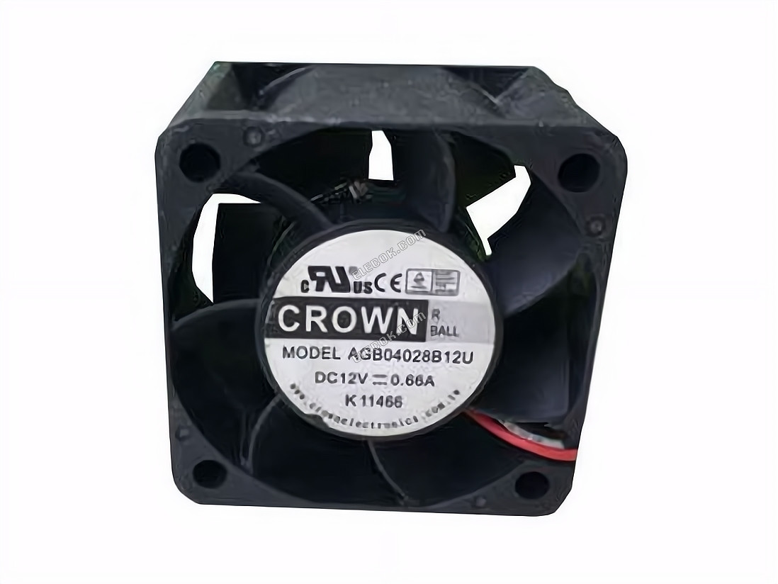 CROWN AGB04028B12U Szerver - Négyzet Ventilátor sq40x40x28, 3W, DC 12V 0,66A 3 Vezeték 