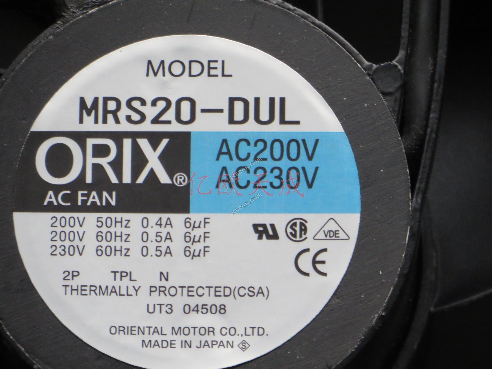 ORIX MRS20-DUL 200/230V 0,4/0,5A 75/95W 2 vezeték Hűtőventilátor Felújított 
