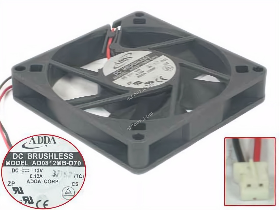 ADDA AD0812MB-D70 12V 0,12A 2 vezeték Hűtőventilátor 