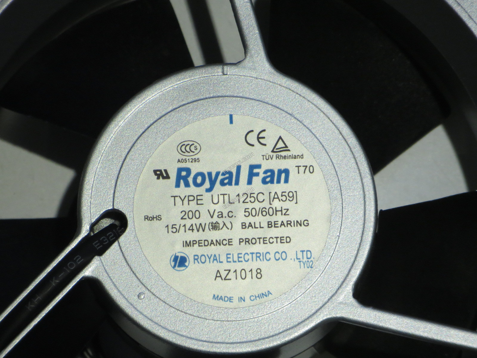 ROYAL UTL125C [A59] 200VAC 50/60HZ 15/14W 2 vodiče Chladicí Ventilátor 
