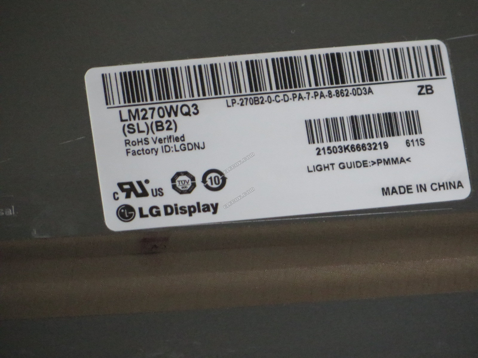 LM270WQ3-SLB2 LG Display 27.0" a-Si TFT-LCD Panel 