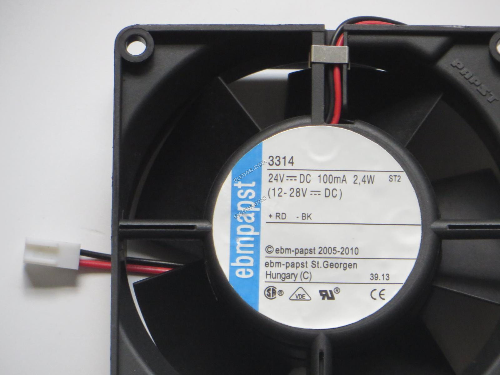 Ebmpapst 3314 24V 100mA 2,4W 2 vodiče Chladicí Ventilátor 