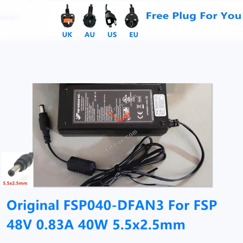 FSP FSP040-DFAN3 48V 0,83A 0,8A 40W VáLTóáRAM Adapter Számára Kapcsolóüzemű Tápegység Charger 