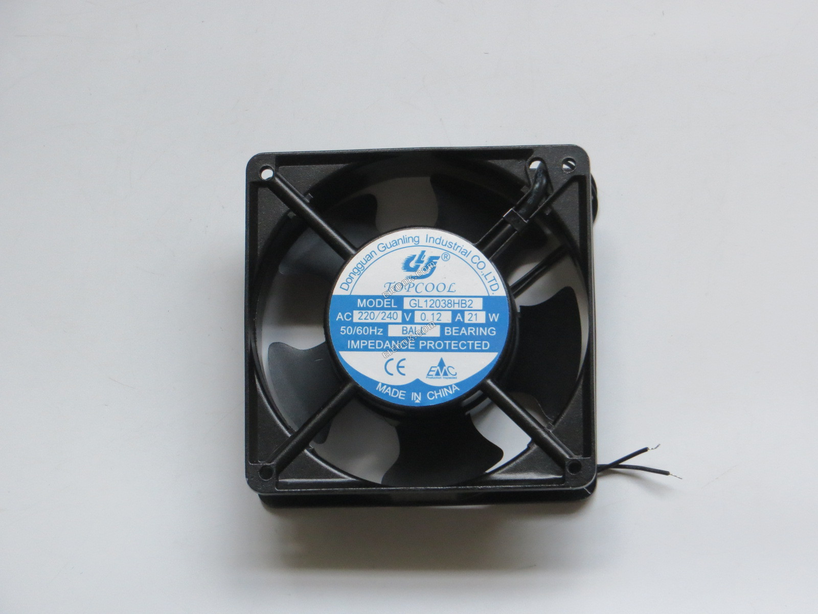 TOPCOOL GL12038HB2 AC220/240V 0,12A 21W 50/60HZ 2 vezetékek Hűtőventilátor 
