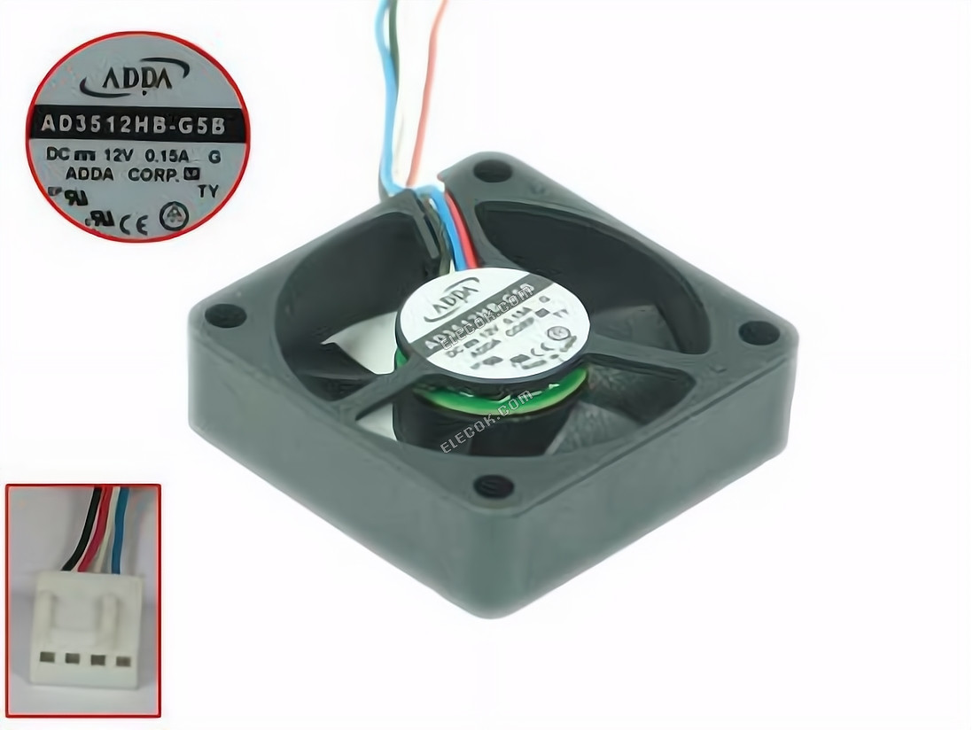 ADDA AD3512HB-G5B Szerver - Négyzet Ventilátor G, sq35x35x10mm, 50x4wx4p, DC 12V 0,15A 4 vezeték 