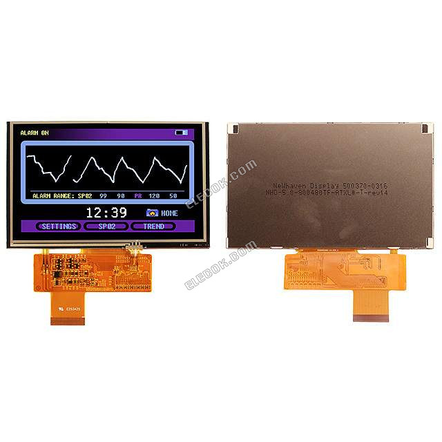 NHD-5.0-800480TF-ATXL#-T Newhaven Display TFT Displays & Tartozékok 5.0 LCD TFT w/ 40pin rezisztív érintés 