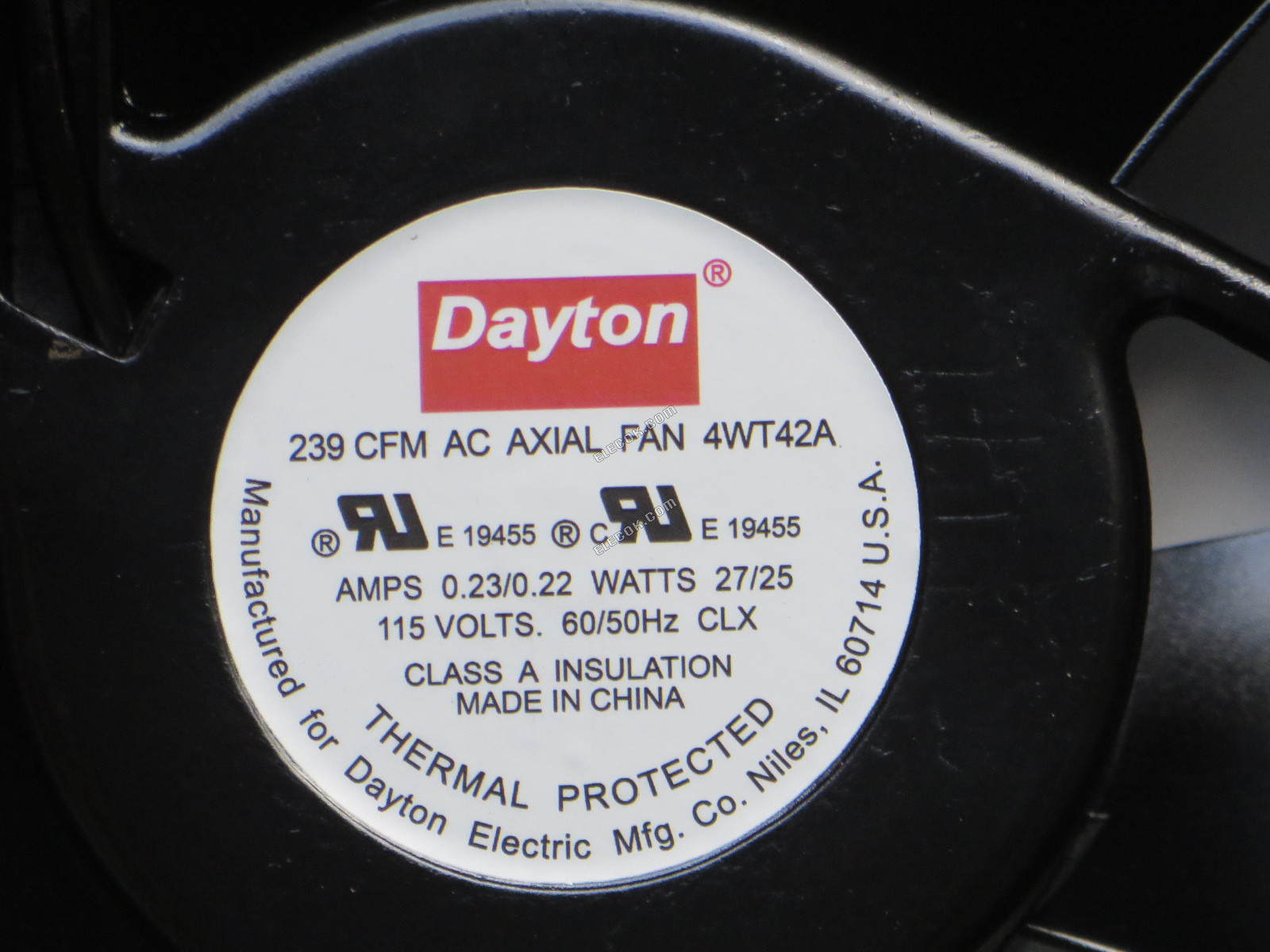 Dayton 4WT42A 115V 0,23/0,22A 50/60HZ Chladicí Ventilátor s zástrčka připojení 