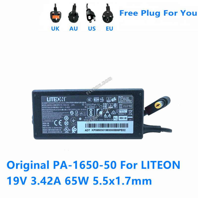 LITEON PA-1650-50 19V 3,42A 65W AC Adaptér Pro ACER Napájení Notebooku Charger Rozhraní velikost 5.5*1.7MM 