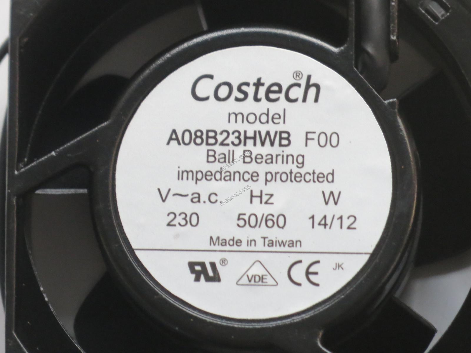 Costech A08B23HWB F00 230V 50/60HZ 14/12W 2 vodiče Chladicí Ventilátor 