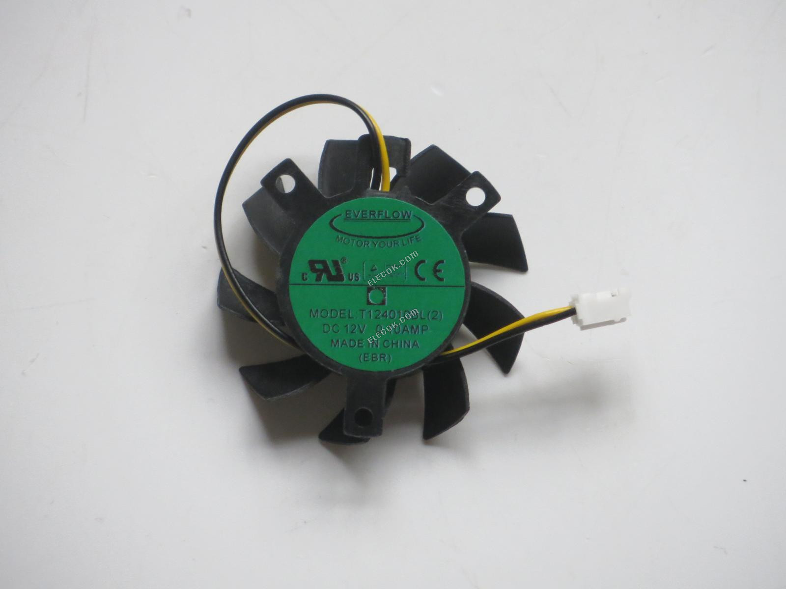 EVERFLOW T124010BL 2 12V 0.10A 2 vodiče Chladicí Ventilátor, Náhrada Ventilátor průměr 3.6CM; montáž hole spacing 3*3*2.3 CM 
