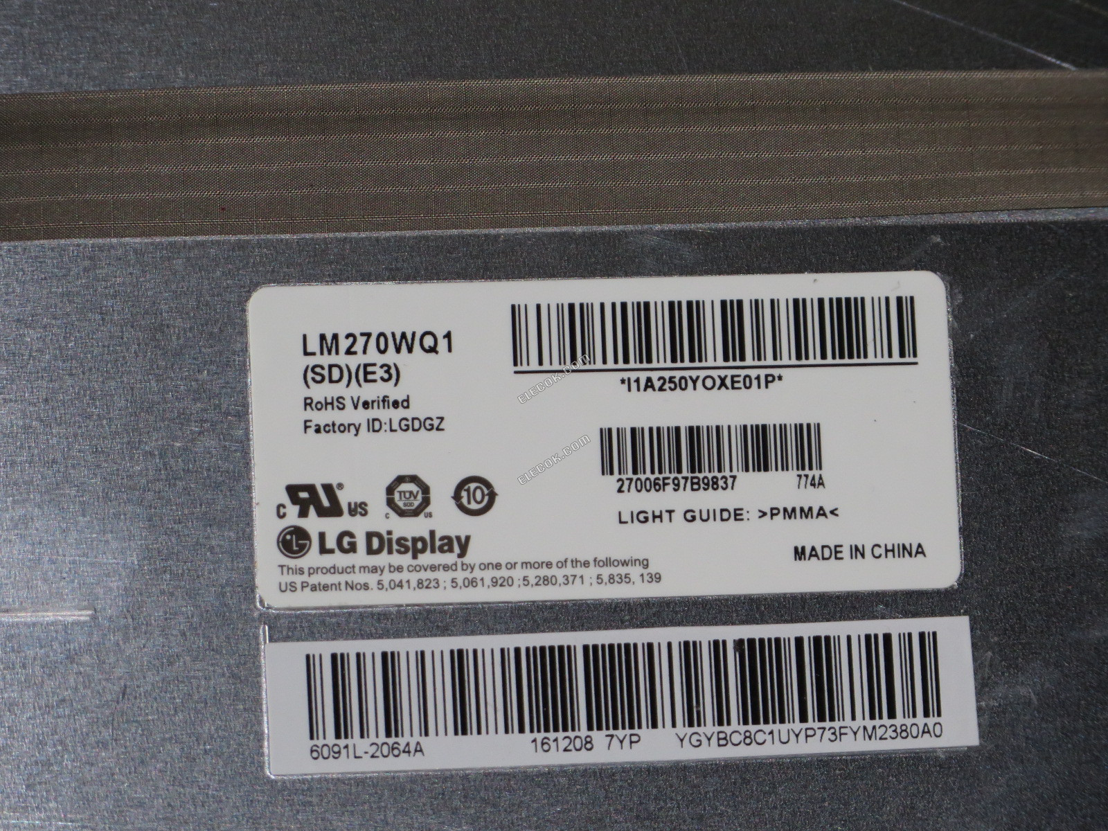 LM270WQ1-SDE3 LG Display 27.0" A-Si TFT-LCD Panel 