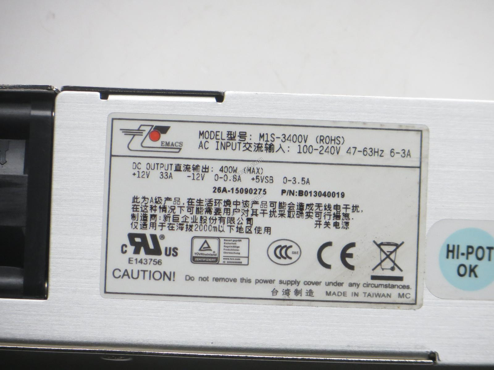 EMACS / Zippy M1S-3400V Szerver - Tápegység 400W, M1S-3400V ROHS, Használt 