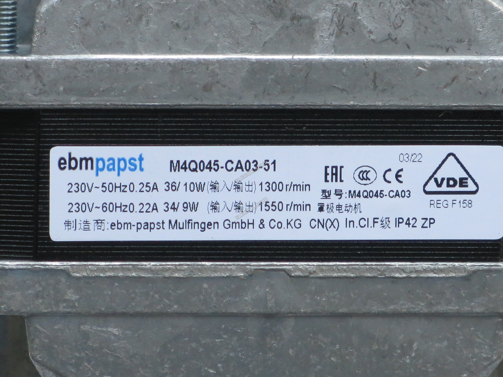 Ebmpapst M4Q045-CA03-51 230V 0,25/0,22A 10/9W 3 vezeték Hűtőventilátor 