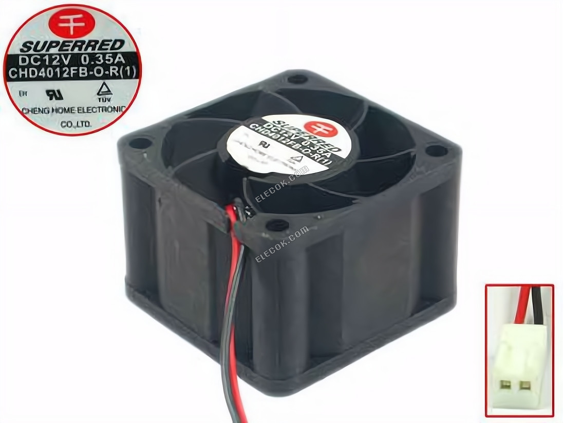 Superred CHD4012FB-O-R 1 Szerver - Négyzet Ventilátor sq40x40x28, w20x2x2, 12V 0,35A 2 vezeték 