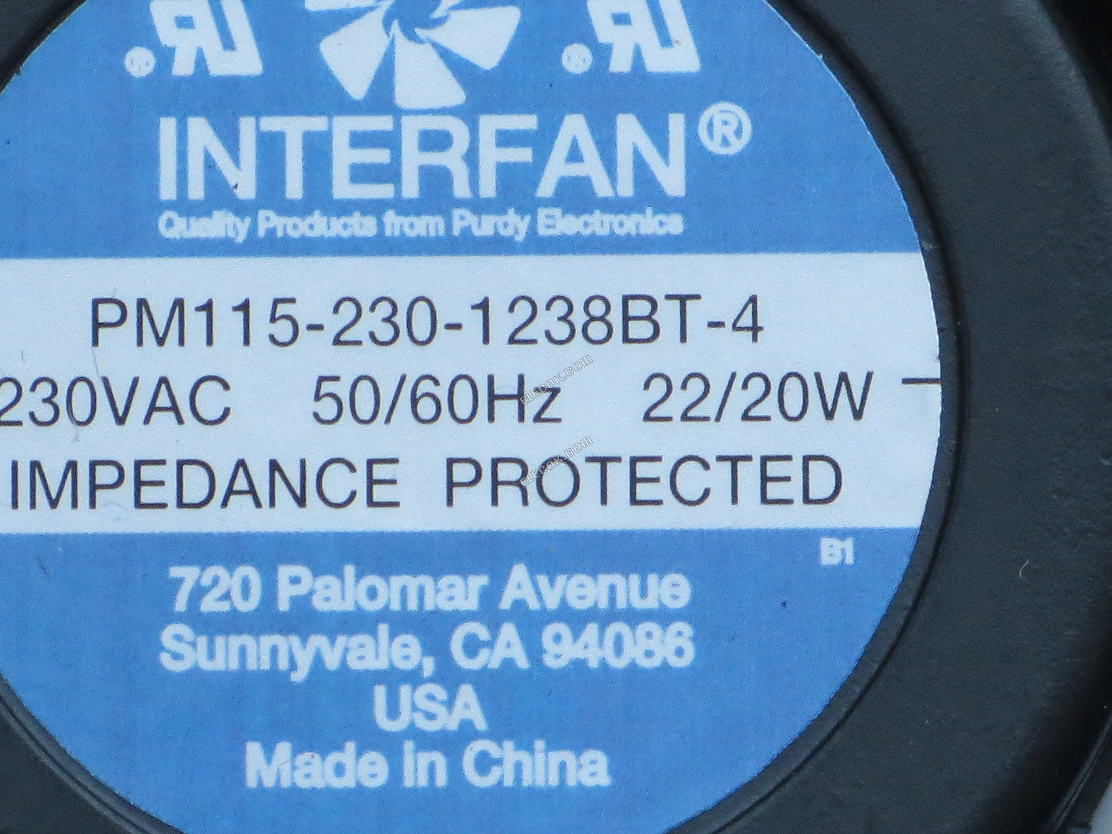 Interfan PM115-230-1238BT-4 230V 50/60Hz 22/20W VENTILáTOR 