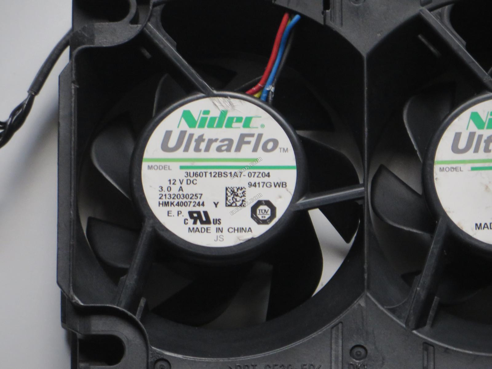 NIDEC 3U60T12BS1A7-07Z04 12V 3.0A 4 vodiče Chladicí Ventilátor bez Příslušenství pro installation 