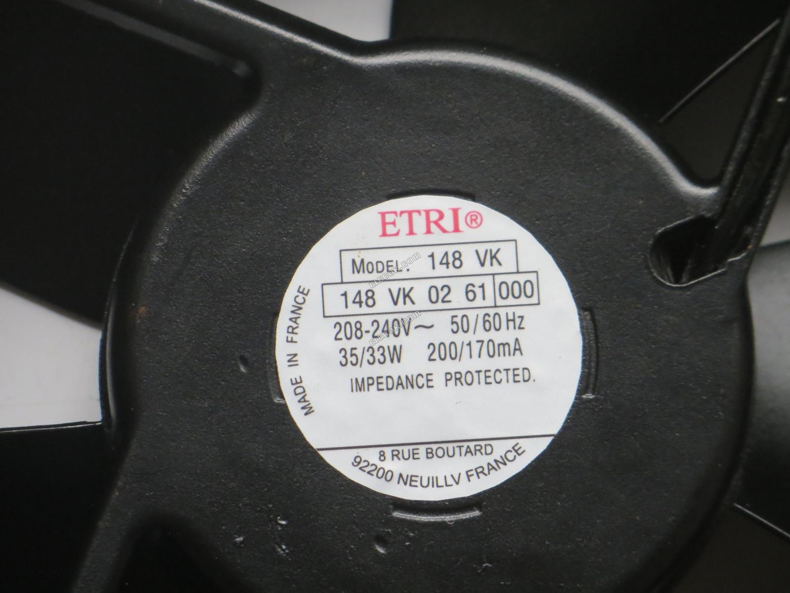 ETRI 148VK0261000 208/240V 35/33W Chladicí Ventilátor 