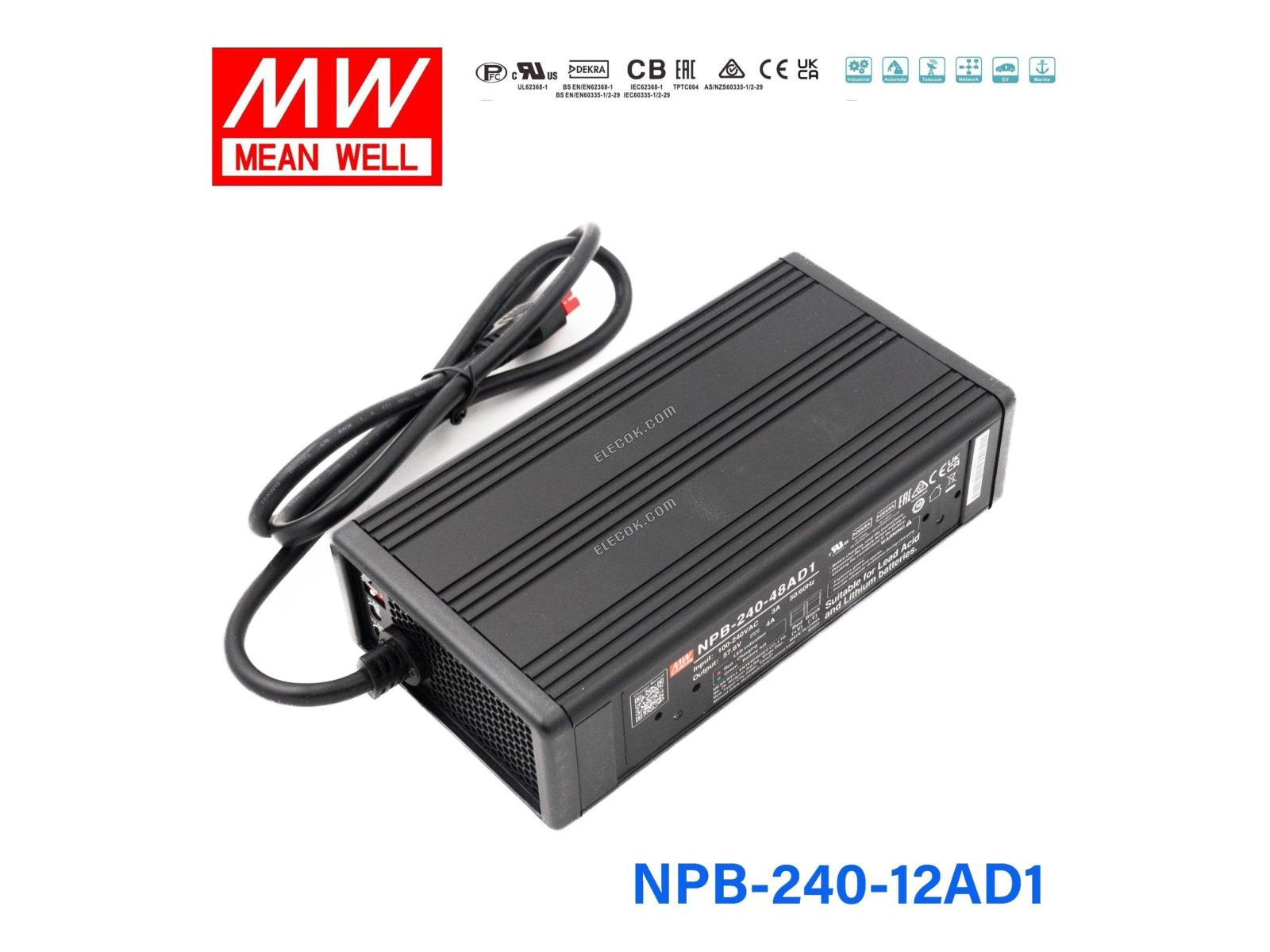 Mean Well NPB-240-12AD1 Baterie Charger 240W 12V s Anderson Konektor 