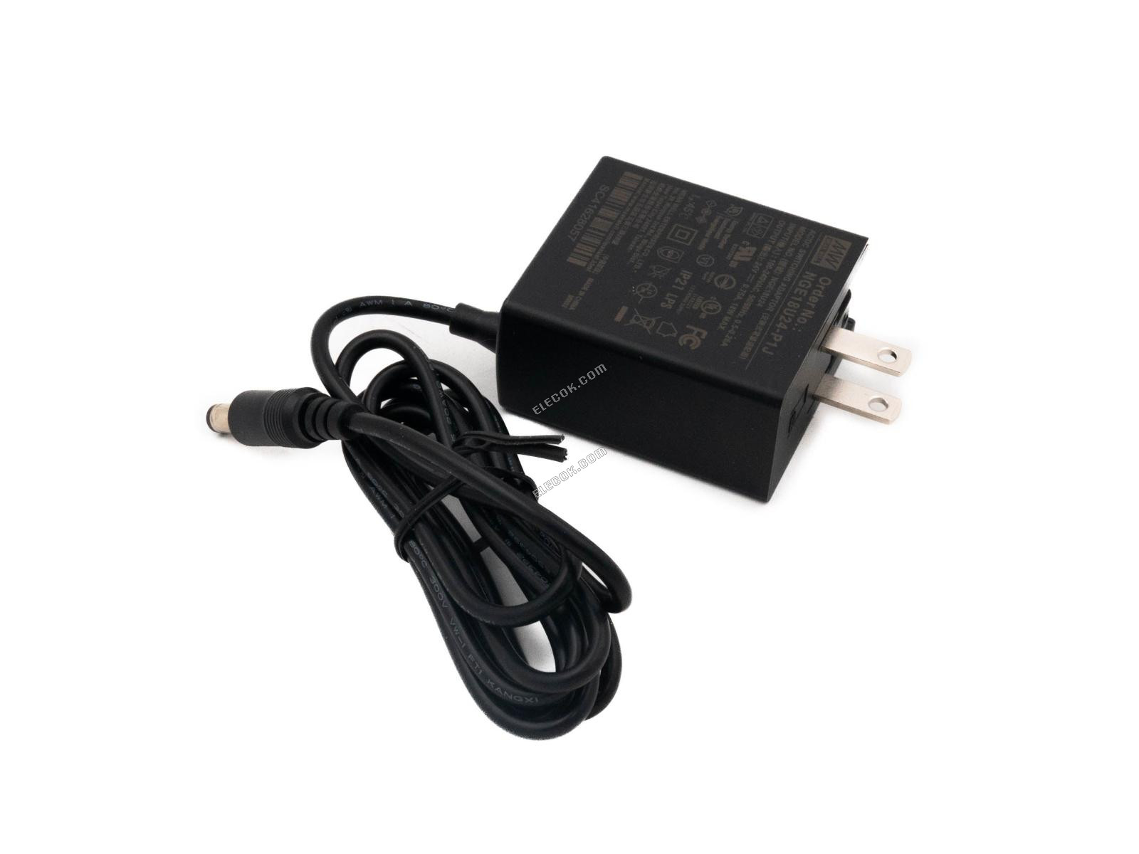 Mean Well NGE18U24-P1J AC-DC Wall-mounted Zöld Adaptor - US Csatlakozó - 18W 24V 0,75A 