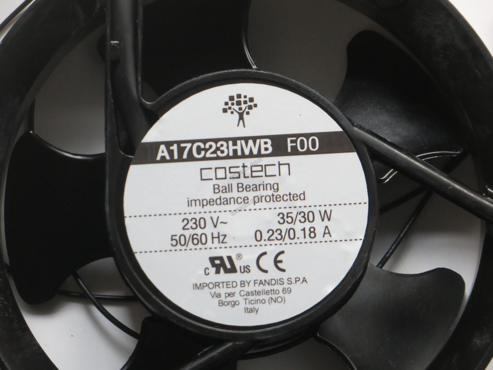 COSTECH A17C23HWB F00 230V 50/60HZ 35/30W 0,23/0,18A 2 vezeték Hűtőventilátor, felújított 