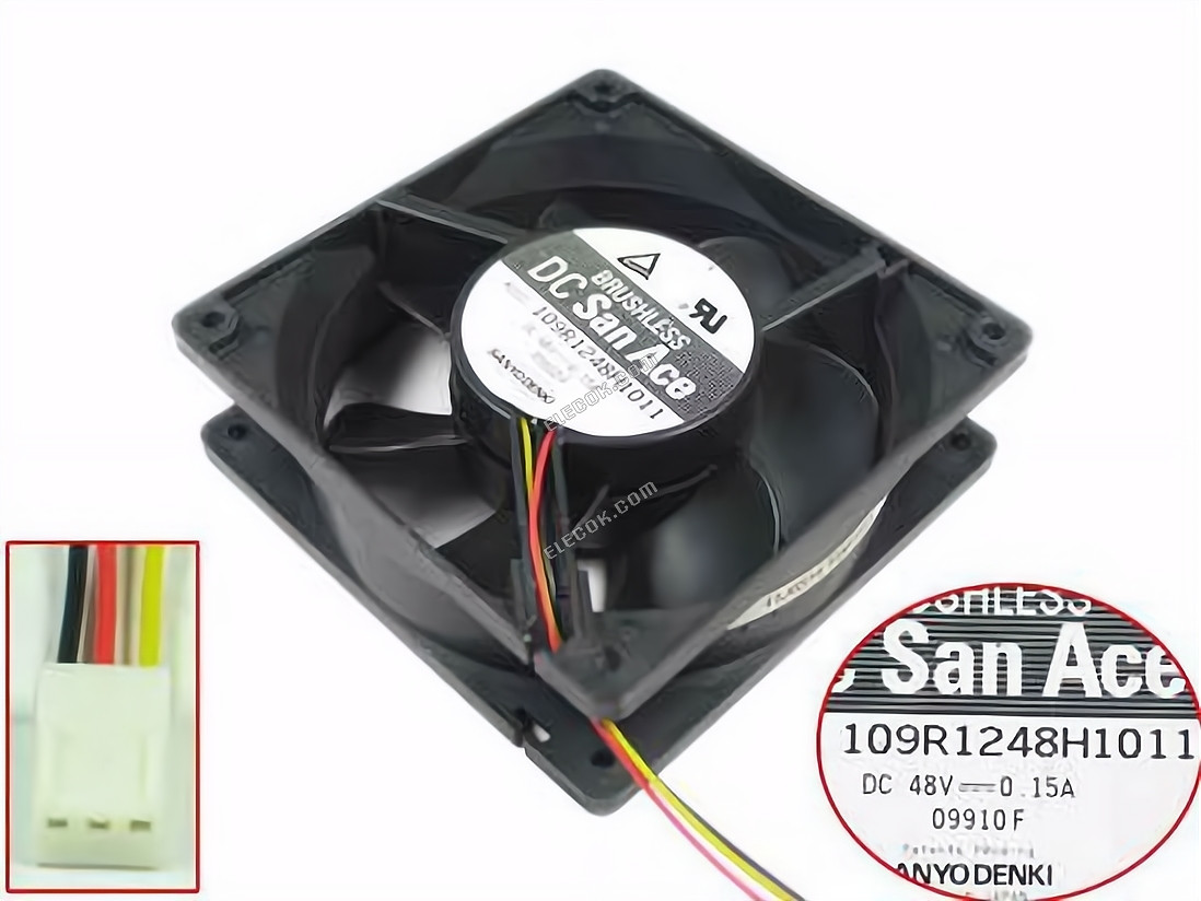 Sanyo 109R1248H1011 48V 0,15A 3 vodiče Chladicí Ventilátor 