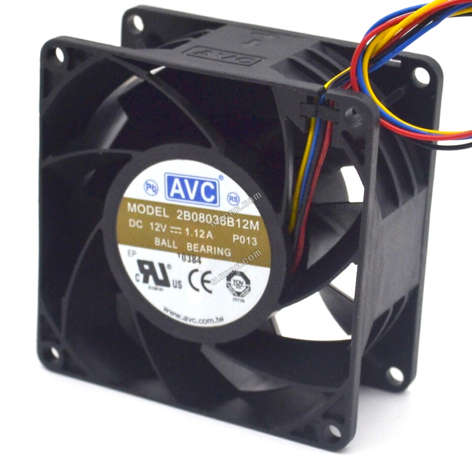 AVC 2B08038B12M 12V 1,12A 4 vodiče Chladicí Ventilátor S Kuličkovými Ložisky 