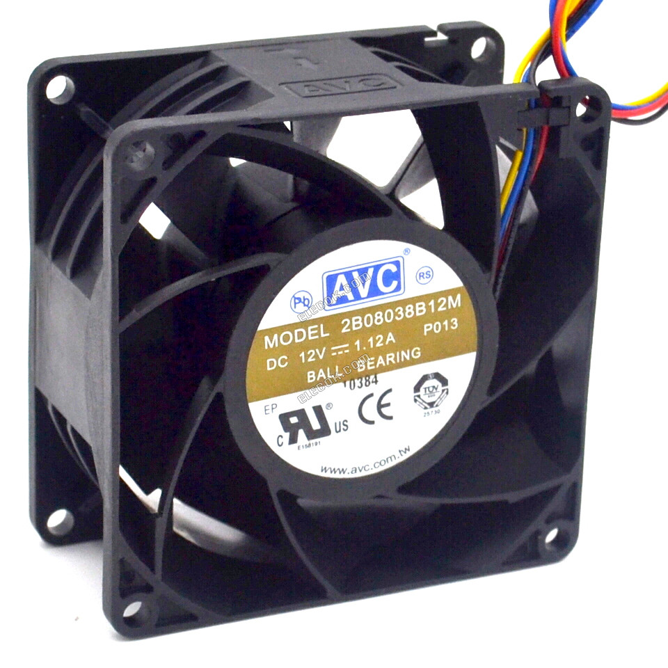 AVC 2B08038B12M 12V 1,12A 4 vodiče Chladicí Ventilátor S Kuličkovými Ložisky 