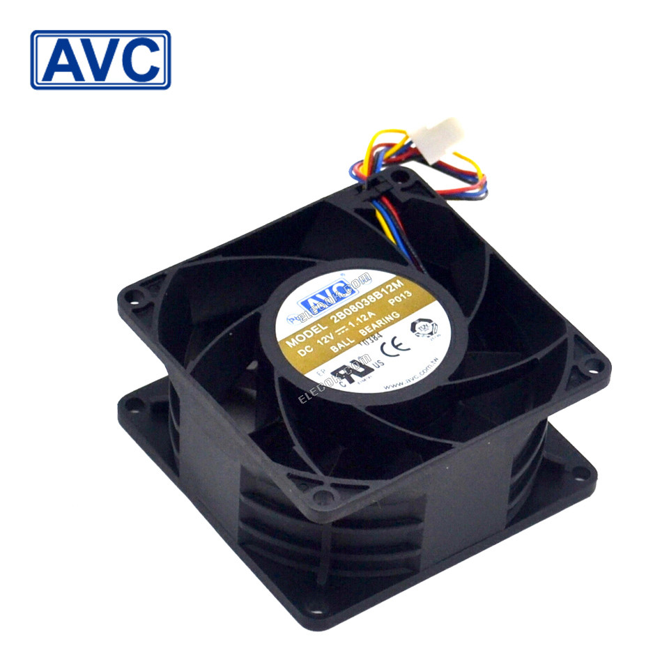 AVC 2B08038B12M 12V 1,12A 4 vodiče Chladicí Ventilátor S Kuličkovými Ložisky 