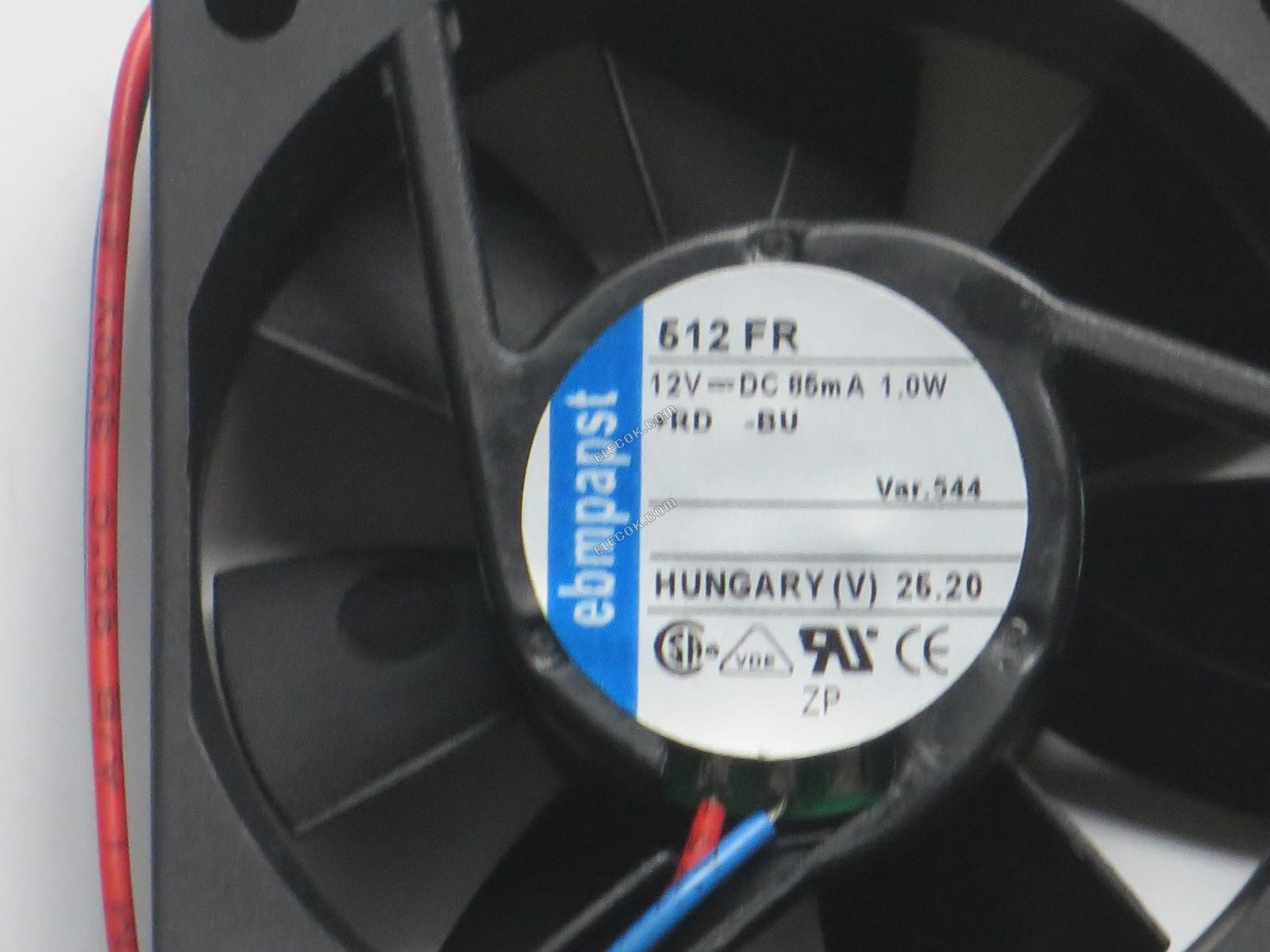 Ebmpapst 512 FR 12V 85mA 1.0W 2 Vezetékek Hűtőventilátor 
