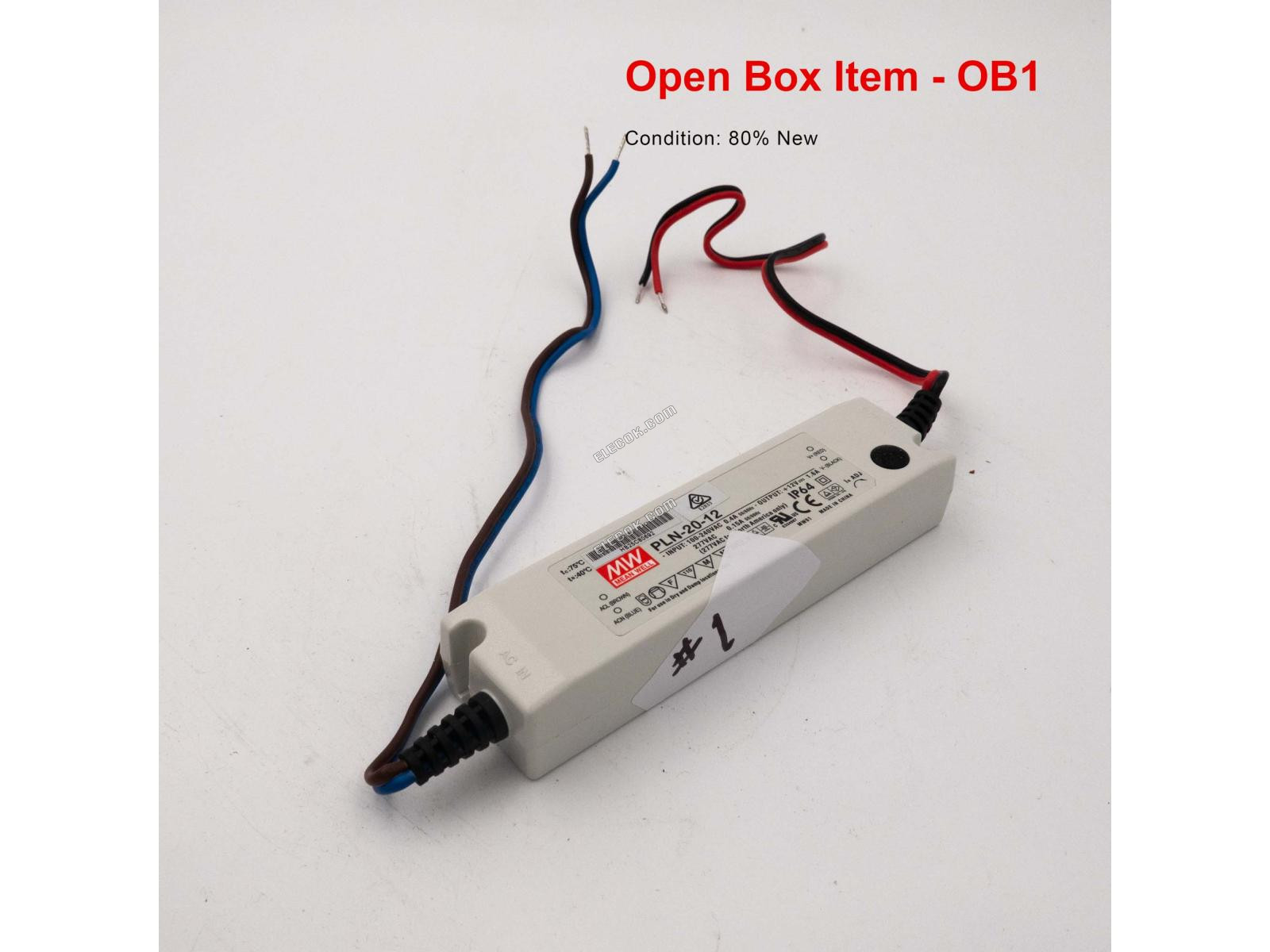 Mean Well PLN-20-12 Napájecí Zdroj 20W 12V - IP64 - Otevřená Box 