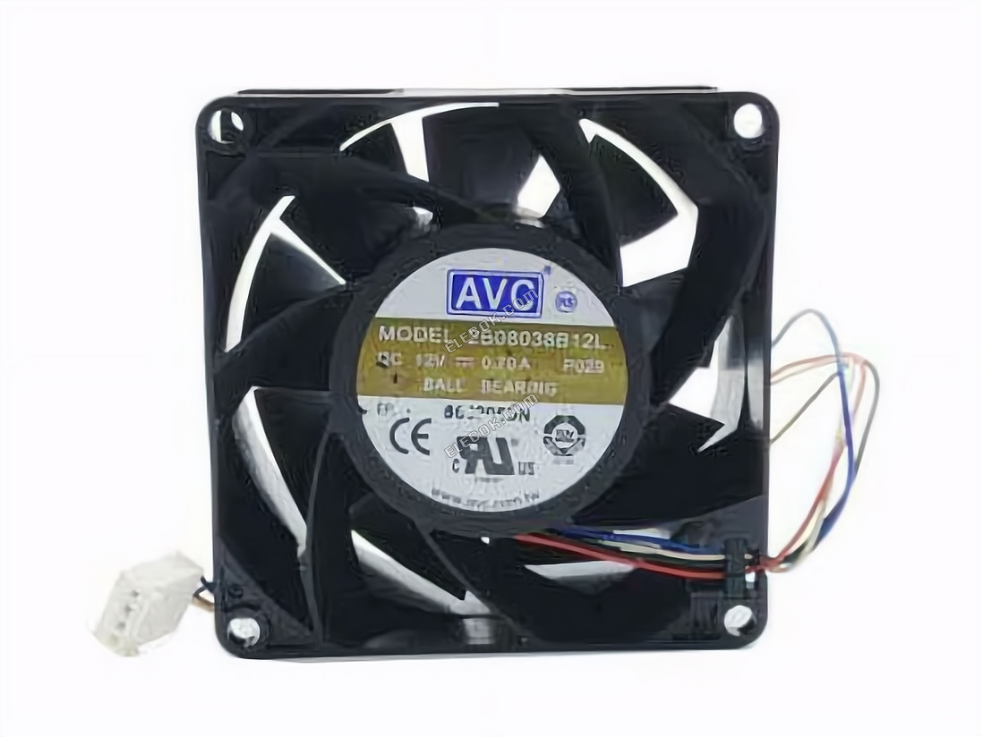 AVC 2B08038B12L Server - čtvercový Ventilátor P029, 12V0.70A, sq80x80x38mm, 4W 4 Vodiče 