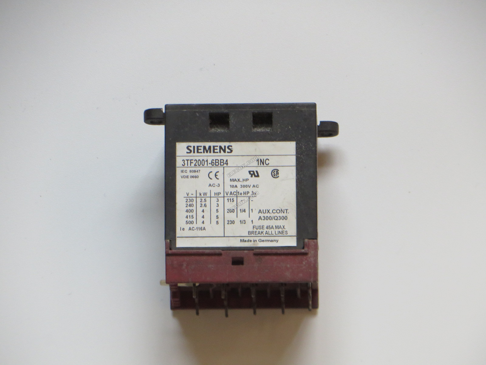 Siemens 3TF2001-6BB4 contactor used