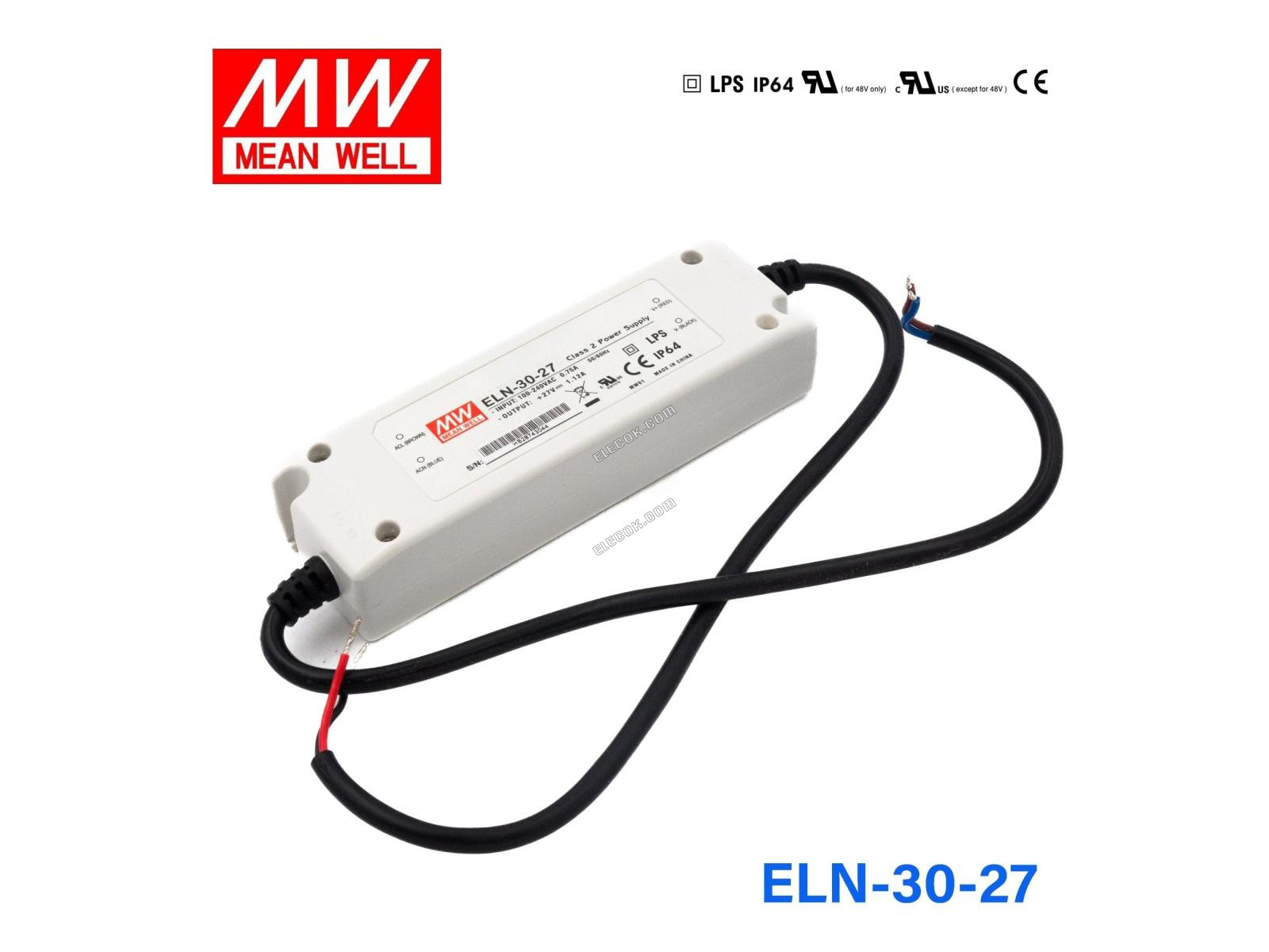 Mean Well ELN-30-27 LED Teljesítmény Supplies 30,24W 27V 1,12A 