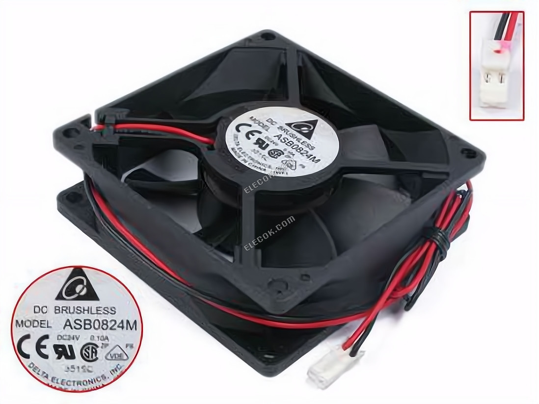 DELTA ASB0824M 24V 0,1A 2,4W 2 vodiče Chladicí Ventilátor 