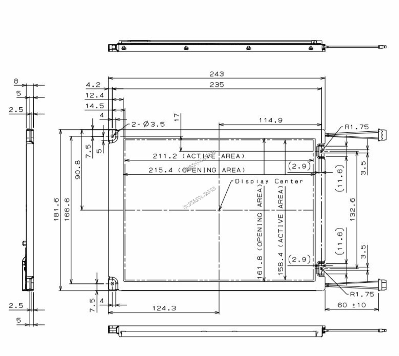 T-51513D104JU-FW-A-AF OPTREX 10,4" A-Si TFT-LCD Panel 