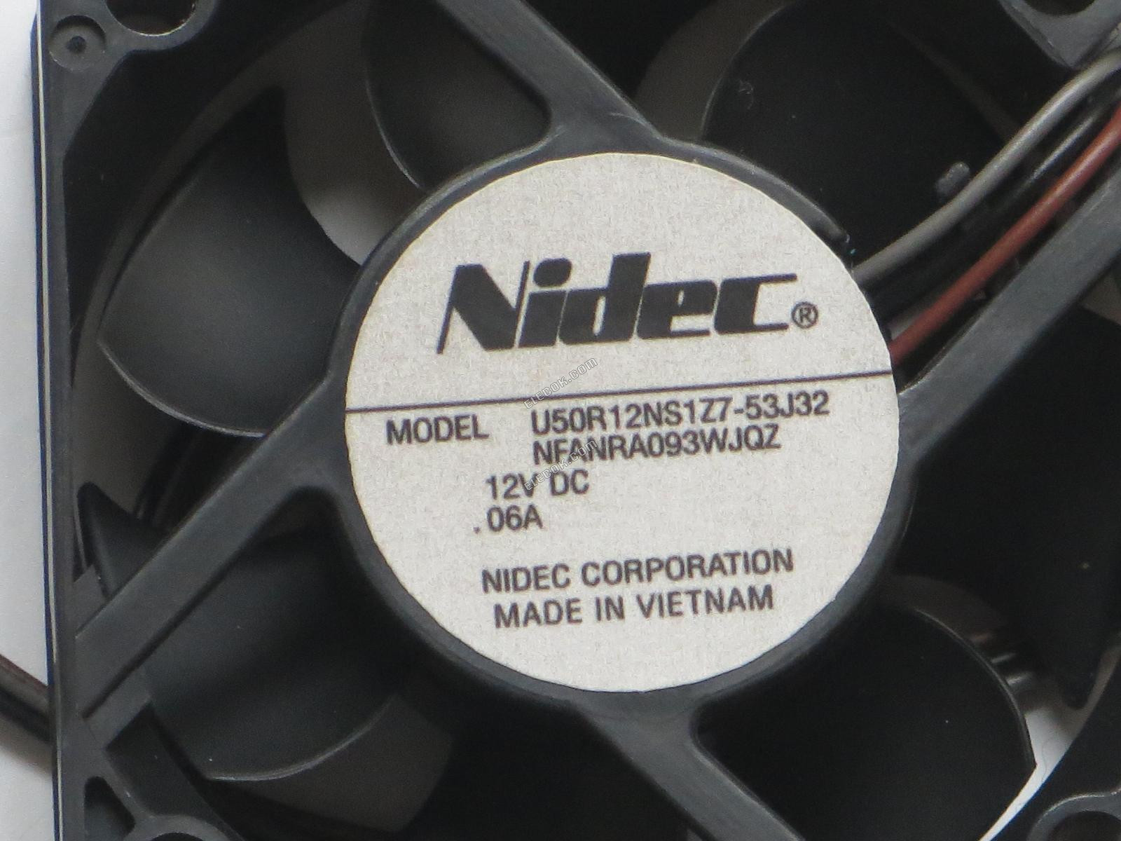 Nidec U50R12NS1Z7-53J32 Szerver - Négyzet Ventilátor sq50x50x15mm, 3 vezeték, 12V 0,06A 