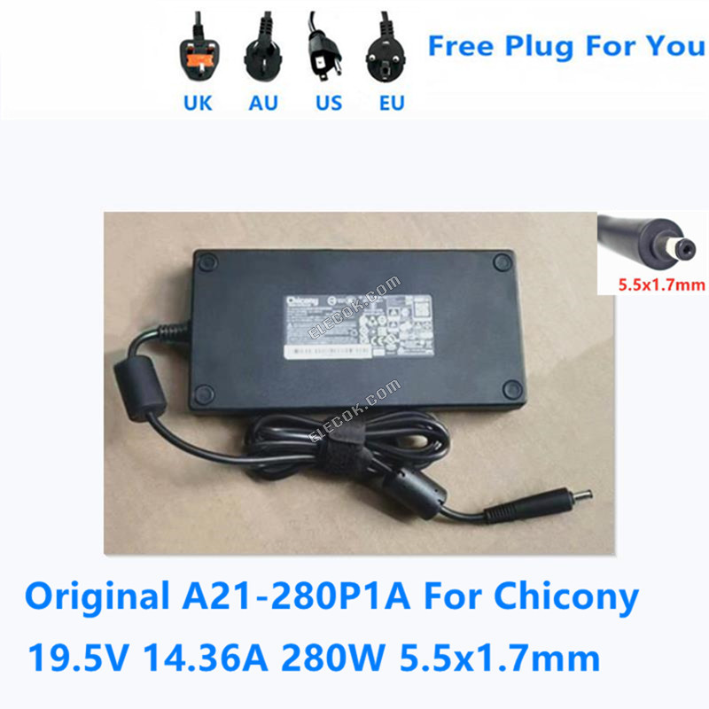 Chicony A21-280P1A A280A010P 19.5V 14,36A 280W AC Adapter Számára DELTA ADP-280DB B ACER Laptop Tápegység Charger 