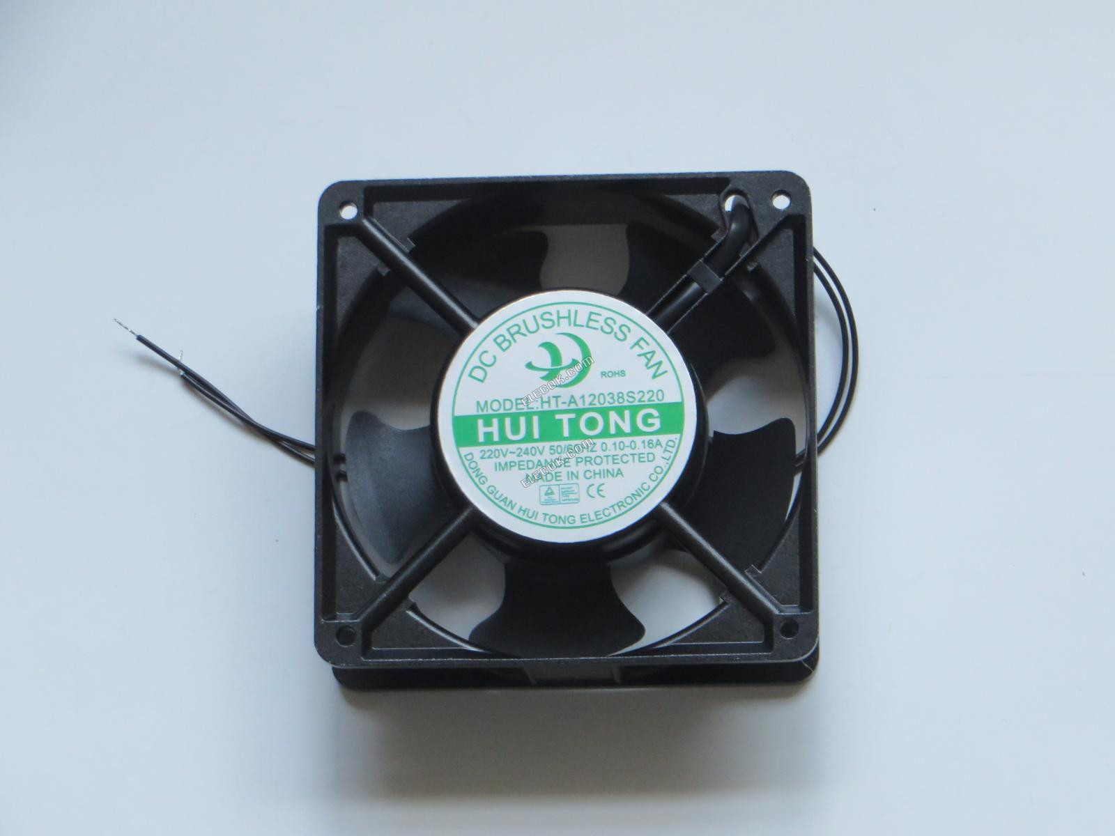 Hui Tong HT-A12038S220 220-240V 50/60HZ 0.10-0.16A Serverový čtvercový Ventilátor 2 vodiče chladicí ventilátor 