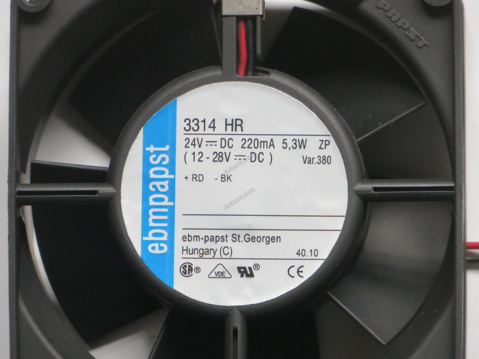 ebm-papst 3314HR 24V DC 5,3W 220MA 2 vezeték Hűtőventilátor 
