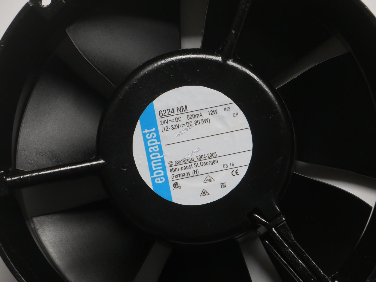 Ebmpapst 6224NM 24V 500mA 12W Svorková Zástrčka Chladicí Ventilátor, repasovaný 