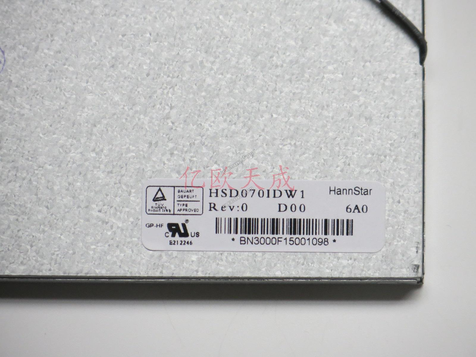 HSD070IDW1-D00 HannStar 7.0" a-Si TFT-LCD Panel bez dotek 