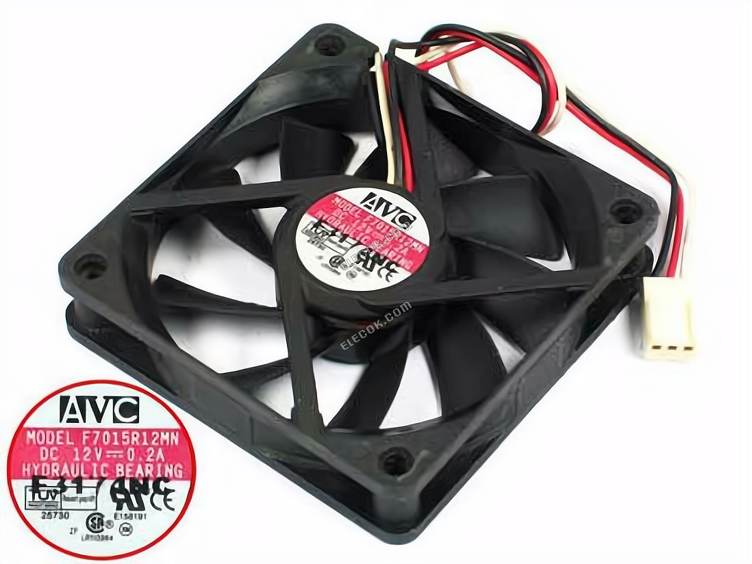 AVC F7015R12MN Szerver - Négyzetes Ventilátor sq70x70x15, w155x3x3, 12V 0,2A 3 vezeték 