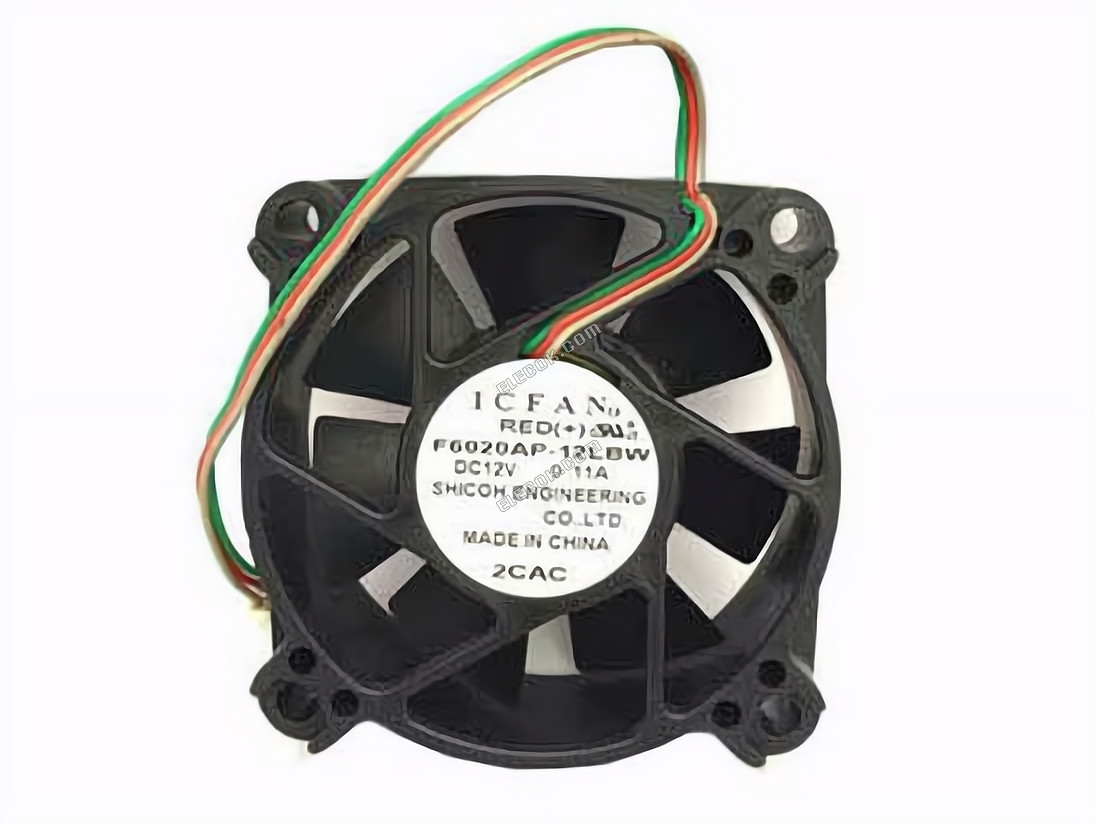 ICFAN / SHICOH F6020AP-12LBW Szerver - Négyzet Ventilátor 12V0.11A, sq60x60x20mm, 3W 3 Vezeték 