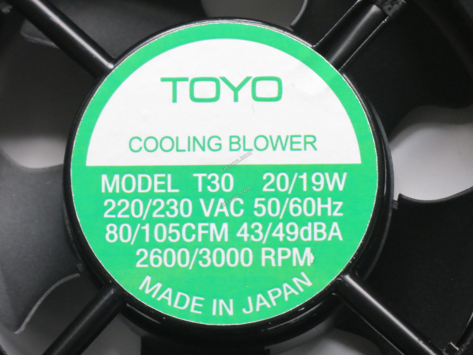 TOYO T30 220-230VAC 50/60HZ 20/19W Chladicí Ventilátor se zásuvkovým připojením, repasovaný 