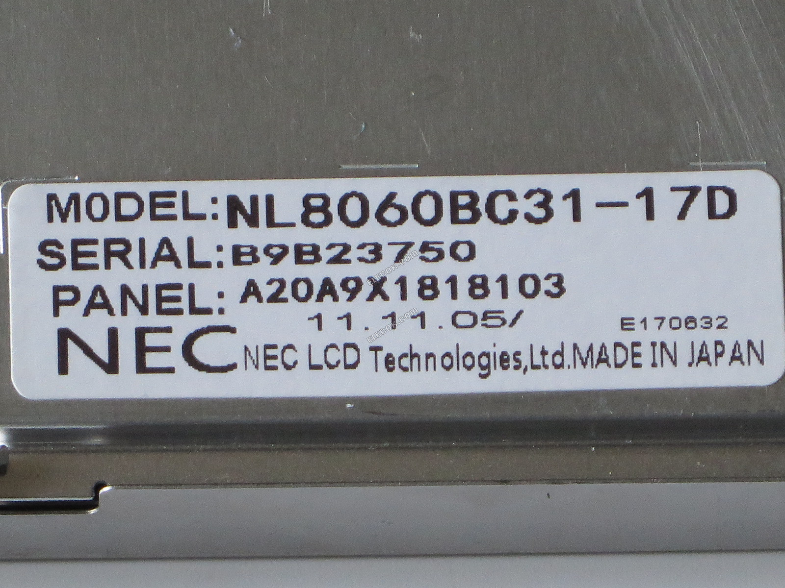 NL8060BC31-17D NEC 12,1" A-Si TFT-LCD Panel použitý 