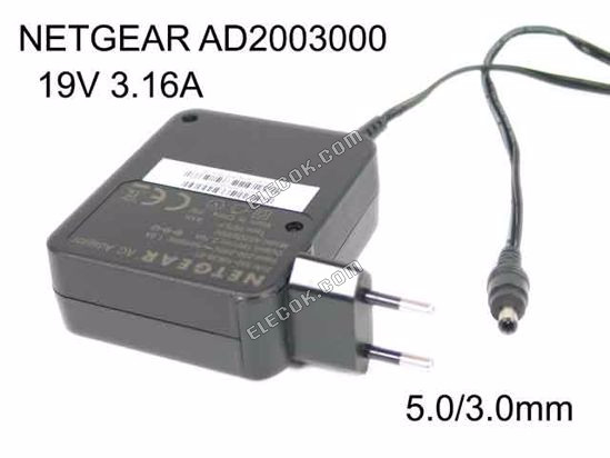 NETGEAR AD2003000 AC Adapter- Notebook 19V 3,16A, 5.0mm s Pin, EU 2-Pin Zástrčka 