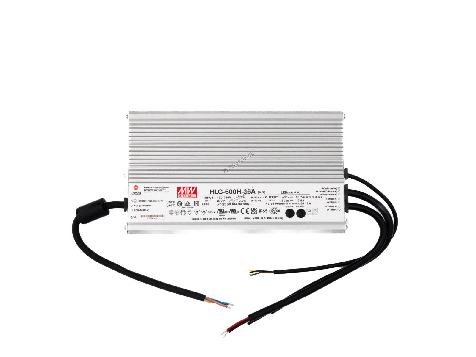 Mean Well HLG-600H-36A Napájecí Zdroj 600W 36V - Nastavitelný 