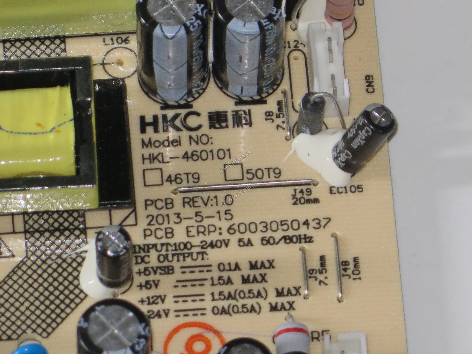 Haier HKL-460101 6003050437 Napájecí Zdroj s 2PIN AC konektor usd TV 50 palce, použitý 