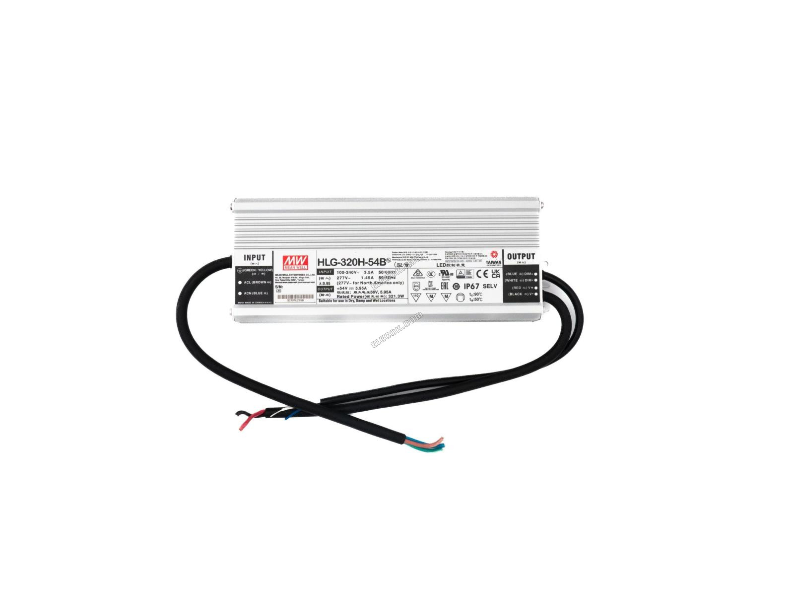 Mean Well HLG-320H-54B Napájecí Zdroj 320W 54V- Dimmable 