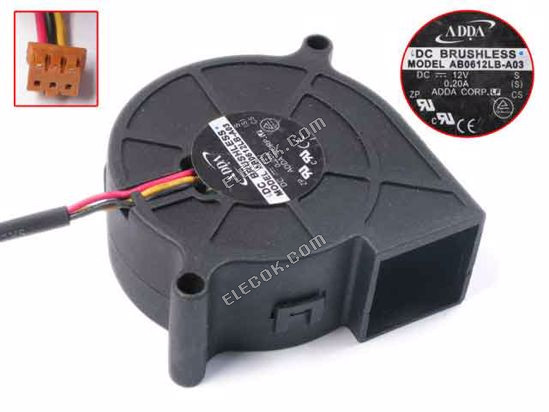 ADDA AB0612LB-A03 6025 6cm 12V 0,2A 2 ball centrifugal turbo ventilátor 